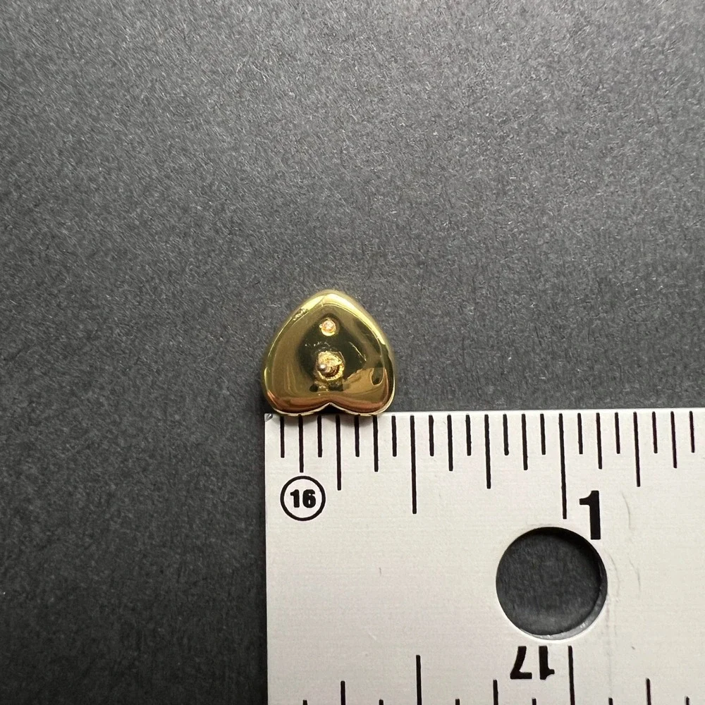 Coach Heart Stud Earrings Gold Tone Clear Crystal Logo Engraved Romantic Jewelry - Picture 5 of 7